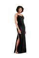 Cheap Sleeveless Cowl Neck Stretch Velvet Black Long Black Tie Formal Dress Canada