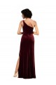 Cheap Sleeveless One Shoulder Stretch Velvet Burgundy Long Formal Dress Canada