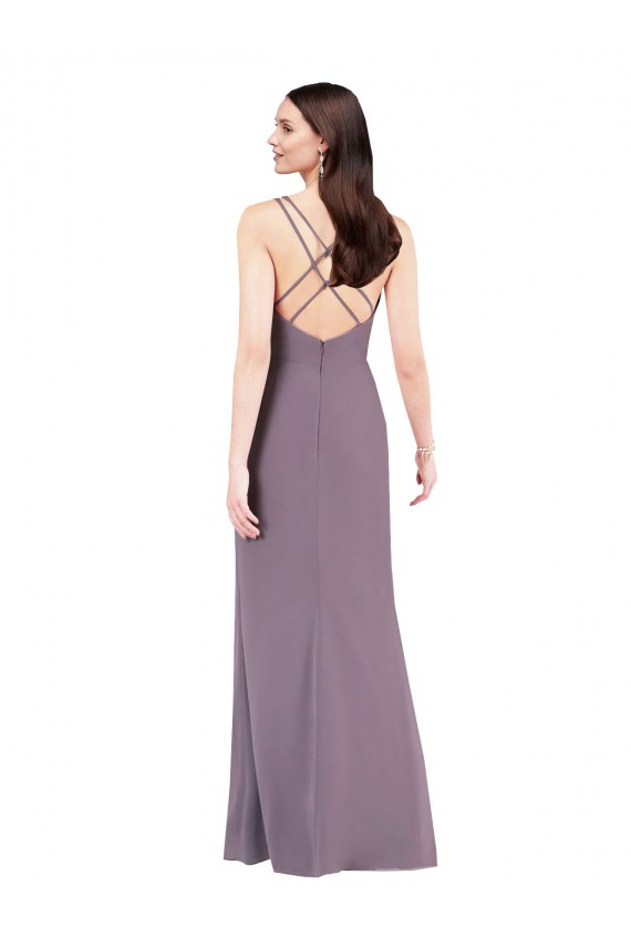 Cheap Sleeveless Sweetheart Chiffon Dark Lavender Long Formal Dress Canada