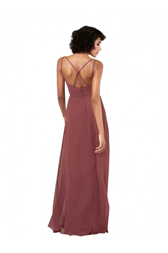 Cheap Sleeveless V-Neck Chiffon Black Long Formal Dress Canada