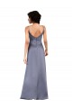 Cheap Sleeveless V-Neck Silky Satin Black Column Long Formal Dress Canada