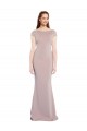 Cheap Cap Sleeves Boat Neck Stretch Crepe Dusty Pink Long Formal Dress Canada