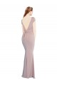 Cheap Cap Sleeves Boat Neck Stretch Crepe Dusty Pink Long Formal Dress Canada