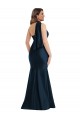 Cheap Sleeveless Halter Neck Silky Satin Dark Navy Long Formal Plus Size Formal Dress Canada