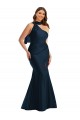 Cheap Sleeveless Halter Neck Silky Satin Dark Navy Long Formal Plus Size Formal Dress Canada