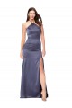 Cheap Sleeveless Halter Neck Silky Satin Dusk Long Formal Dress Canada