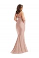 Cheap Sleeveless Halter Neck Silky Satin Dusty Pink Long Formal Plus Size Formal Dress Canada