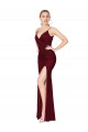 Cheap Sleeveless High Neck Chiffon Burgundy Mermaid Long Formal Dress Canada