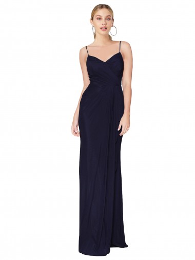 Cheap Sleeveless High Neck Chiffon Dark Navy Mermaid Long Formal Dress Canada