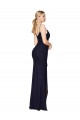 Cheap Sleeveless High Neck Chiffon Dark Navy Mermaid Long Formal Dress Canada
