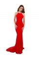 Cheap Sleeveless High Neck Lace Red Long Formal Dress Canada