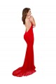 Cheap Sleeveless High Neck Lace Red Long Formal Dress Canada