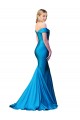 Cheap Sleeveless High Neck Satin Peacock Blue Long Formal Dress Canada