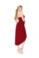 Cheap Sleeveless High Neck Stretch Crepe Burgundy Knee Length High Low Formal Dress Canada