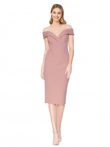 Cheap Sleeveless High Neck Stretch Crepe Dusty Pink Knee Length Black Tie Formal Dress Canada