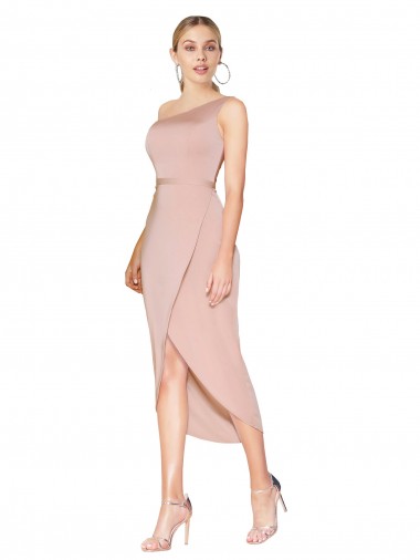 Cheap Sleeveless High Neck Stretch Crepe Mauve Knee Length Formal Dress Canada