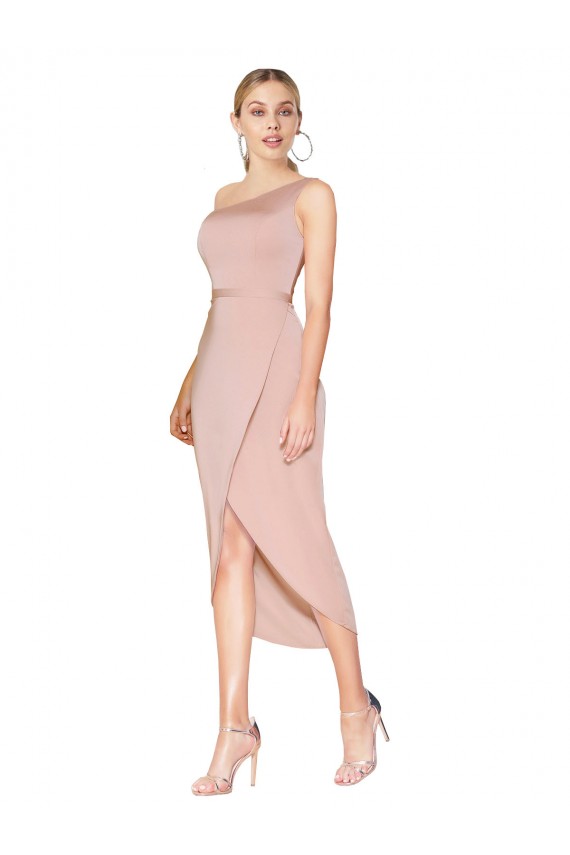 Cheap Sleeveless High Neck Stretch Crepe Mauve Knee Length Formal Dress Canada