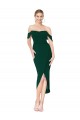 Cheap Sleeveless High Neck Stretch Crepe Midnight Green Knee Length High Low Formal Dress Canada