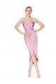 Cheap Sleeveless High Neck Stretch Crepe Orchid Knee Length High Low Formal Dress Canada