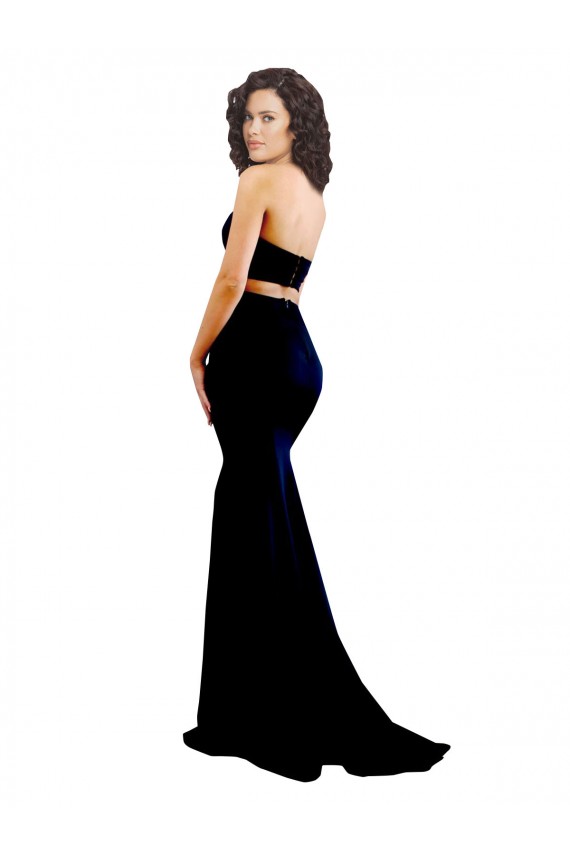 Cheap Sleeveless High Neck Stretch Crepe Black Mermaid Long Formal Dress Canada