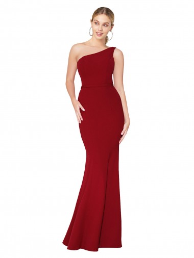 Cheap Sleeveless High Neck Stretch Crepe Burgundy Long Formal Dress Canada