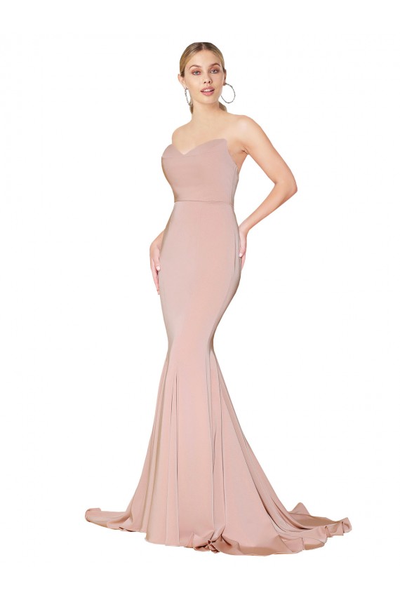 Cheap Sleeveless High Neck Stretch Crepe Mauve Long Formal Dresses Canada