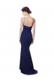 Cheap Sleeveless High Neck Stretch Crepe Navy Blue Long Formal Dress Canada