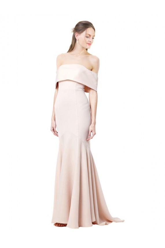 Cheap Sleeveless High Neck Stretch Crepe Nude Long Formal Dresses Canada