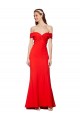 Cheap Sleeveless High Neck Stretch Crepe Red Long Off the Shoulder Formal Dress Canada