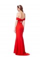 Cheap Sleeveless High Neck Stretch Crepe Red Long Off the Shoulder Formal Dress Canada