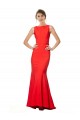 Cheap Sleeveless High Neck Stretch Crepe Red Long Formal Gowns Canada