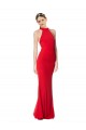 Cheap Sleeveless High Neck Stretch Crepe Red Long Mermaid Formal Dress Canada