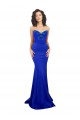 Cheap Sleeveless High Neck Stretch Crepe Royal Blue Long Formal Dress Canada