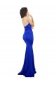 Cheap Sleeveless High Neck Stretch Crepe Royal Blue Long Formal Dress Canada