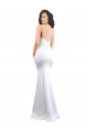 Cheap Sleeveless High Neck Stretch Crepe White Long Black Tie Formal Dress Canada