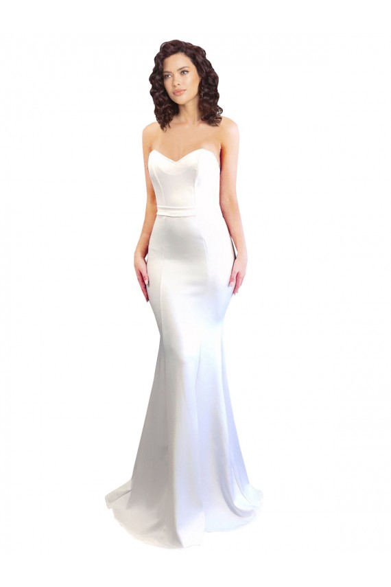Cheap Sleeveless High Neck Stretch Crepe White Long Formal Dress Canada