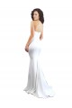 Cheap Sleeveless High Neck Stretch Crepe White Long Formal Dress Canada