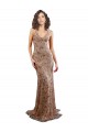 Cheap Sleeveless High Neck Stretch Crepe & Sequin Tulle Rose Gold Long Formal Dress Canada