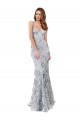 Cheap Sleeveless High Neck Stretch Crepe & Sequin Tulle Silver Long Formal Dress Canada