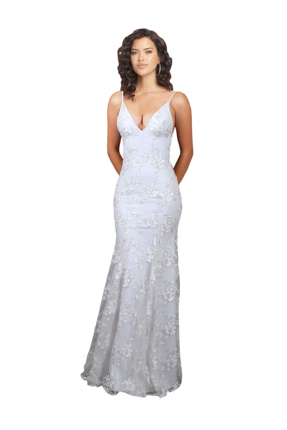 Cheap Sleeveless High Neck Stretch Crepe & Sequin Tulle White Long Formal Dress Canada