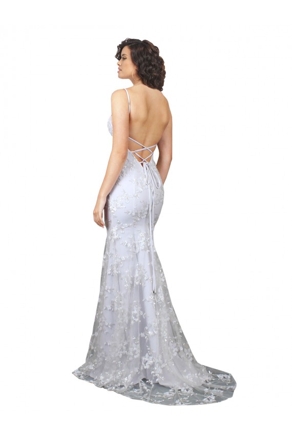 Cheap Sleeveless High Neck Stretch Crepe & Sequin Tulle White Long Formal Dress Canada
