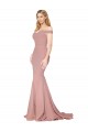 Cheap Sleeveless High Neck Stretch Crepe Dusty Pink Mermaid Sweep Train Formal Dress Canada