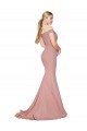 Cheap Sleeveless High Neck Stretch Crepe Dusty Pink Mermaid Sweep Train Formal Dress Canada