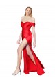 Cheap Sleeveless High Neck Stretch Satin Red Long Formal Dress Canada