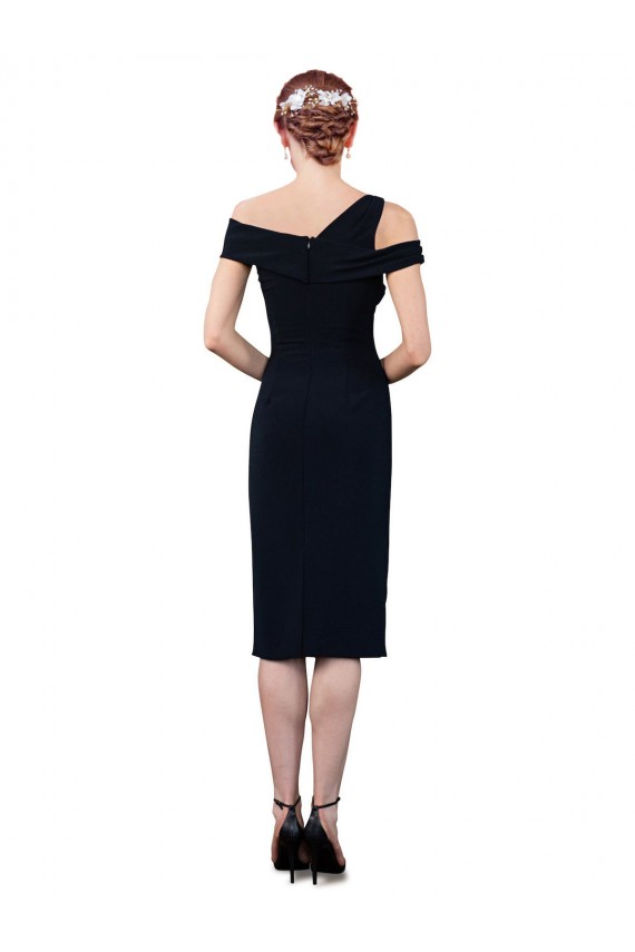 Cheap Sleeveless Off the Shoulder Stretch Crepe Dark Navy Cocktail Length Formal Dress Canada