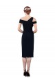 Cheap Sleeveless Off the Shoulder Stretch Crepe Dark Navy Cocktail Length Formal Dress Canada