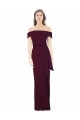 Cheap Sleeveless Off the Shoulder Stretch Crepe Burgundy Gold Long Formal Dress Canada