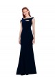 Cheap Sleeveless Off the Shoulder Stretch Crepe Dark Navy Long Formal Dress Canada