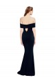Cheap Sleeveless Off the Shoulder Stretch Crepe Dark Navy Long Formal Dresses Canada