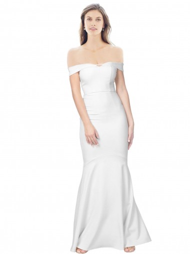 Cheap Sleeveless Off the Shoulder Stretch Crepe Ivory Long Formal Dress Canada